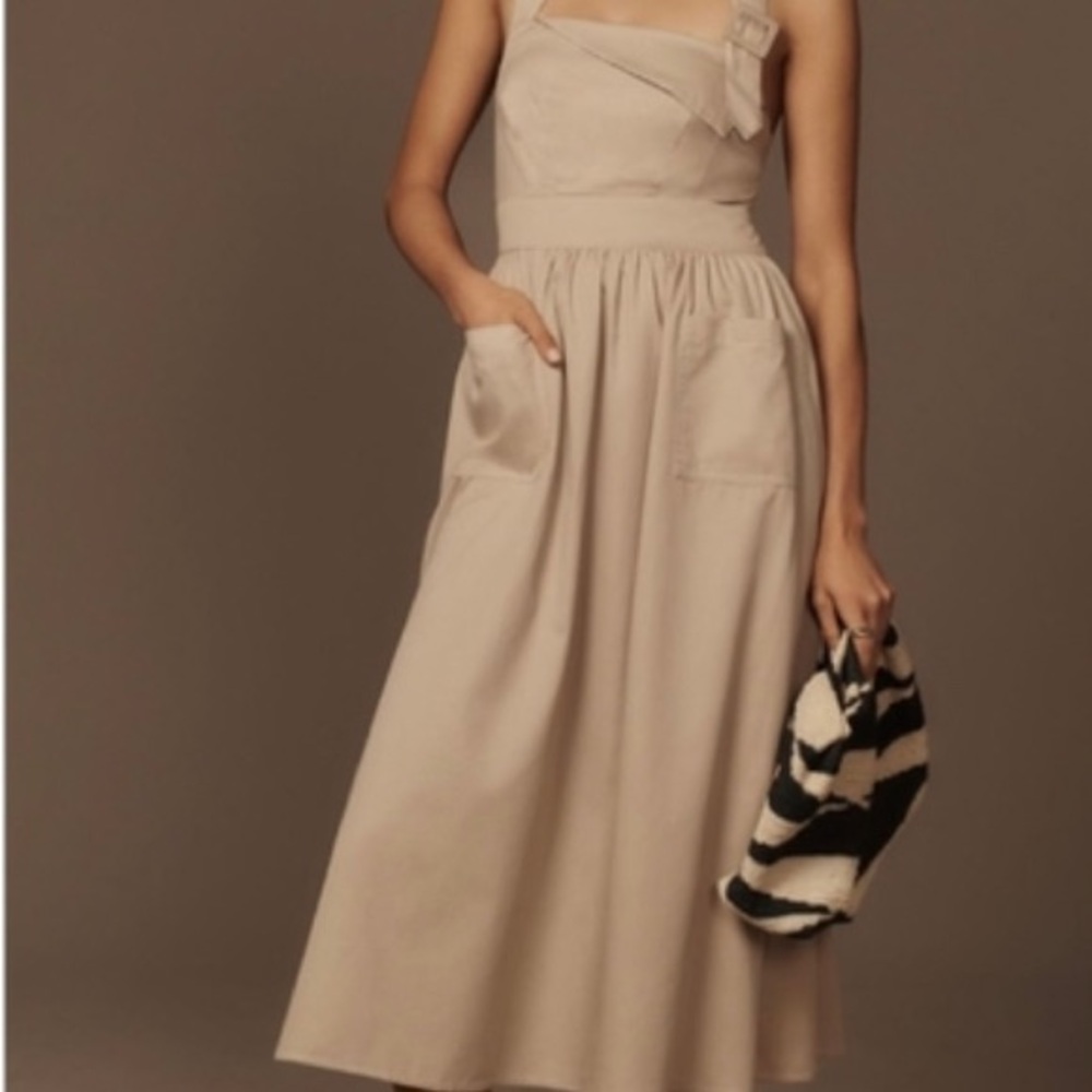 NWT Anthropologie Porridge Halter Utility Midi‎ Dress Size xxsmall 00